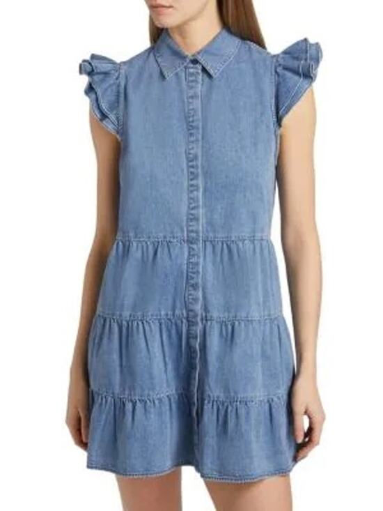Alice + Olivia Dresses & Skirts - New ALICE + OLIVIA Jem Denim Tiered Mini Shirt Dress in Large